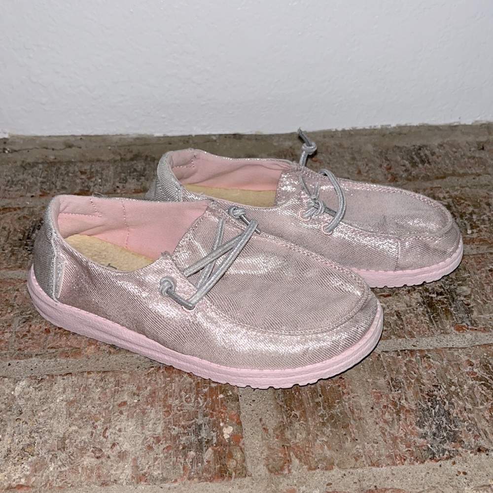 Girls Silver Glitter & Pink Hey Dudes!